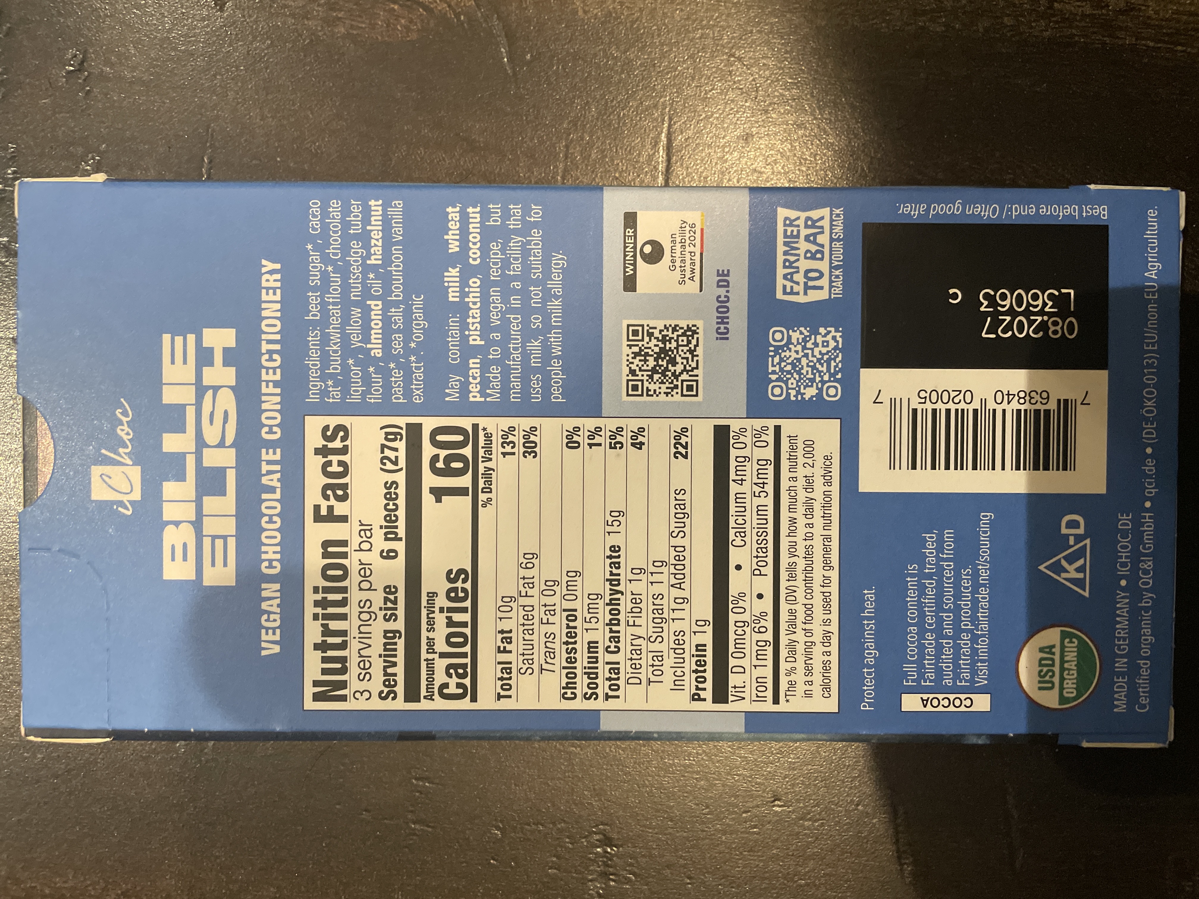 iChoc Happier Than Ever Vegan Chocolate Bar (Billie Eilish)