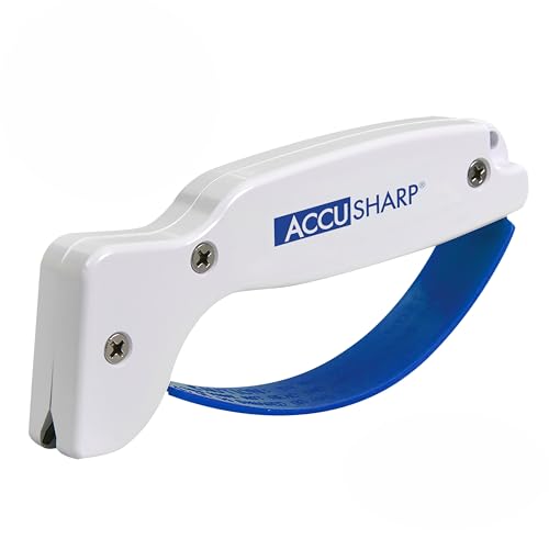 AccuSharp Knife Sharpener, Ergonomic Comfortable Handle, Compact & Easy to Use, Restore and Hone Straight & Serrated Knives, White