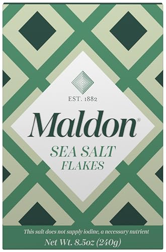 Maldon Salt, Sea Salt Flakes, 8.5 oz (240 g), Kosher, Natural, Unique Gourmet Pyramid Shaped Salt Flakes, Perfect for a Wide Range of Dishes, Hand-Harvested for Four Generations (Packaging May vary)
