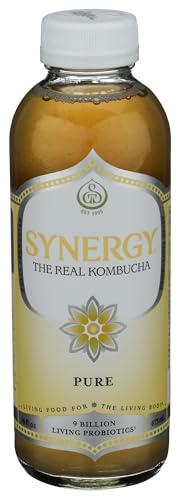 SYNERGY The Real Kombucha - Pure - 16 fl oz Bottle - Raw Probiotic Drink for Gut Health and Immune Support