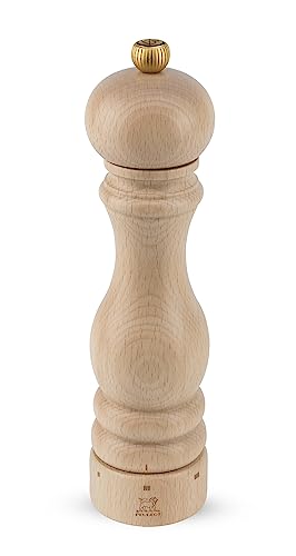 Peugeot Paris Pepper Mill, u'Select, 9 in, Natural, PEFC Beech Wood | Adjustable pepper grinder, 6 preset grind settings, lifetime mechanism guarantee, Made in France, 22cm, a gift for home cooks