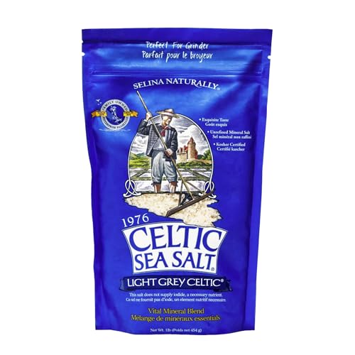 Celtic Sea Salt Light Grey Coarse – Unrefined Mineral Salt, 70+ Trace Minerals, Sustainably Harvested, GMP Certified – Cooking, Finishing, Hydration, Grinder Use – 1 lb Resealable Bag