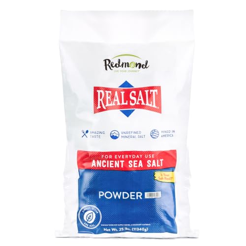 Redmond Real Sea Salt - Natural Unrefined Gluten Free Fine, 25 Pound Bag