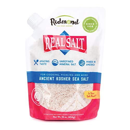 Redmond Real Salt - Sea Salt, Unrefined Kosher, 16 Oz Pouch (1 Pack)