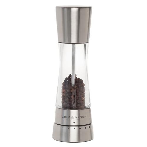 Cole & Mason Derwent Pepper Grinder - Gifts for Cooks - Culinary Chef Gifts - Stainless Steel Mill Includes Gourmet Precision Mechanism and Premium Peppercorns - Pepper Mill, Stainless Steel