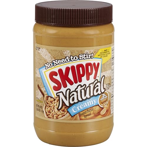 SKIPPY Natural Creamy Peanut Butter Spread, Plant Based Protein, 40oz x1