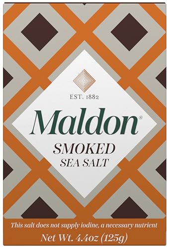Maldon - Smoked Sea Salt Flakes, 4.4 oz (125 g) - Unique Pyramid Shaped Salt Flakes - Gently Smoked Over Oak - Perfect for a Wide Range of Dishes, Hand-Harvested for Four Generations