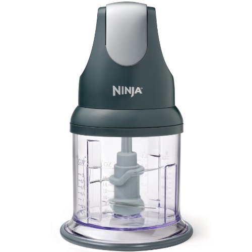 Ninja Express Chop Manual Food Processor, 16oz Bowl, Gray, NJ100GR | One-touch pulse chops, grinds & purees garlic, herbs, nuts & more. 3-cup capacity, stainless blades, dishwasher safe.