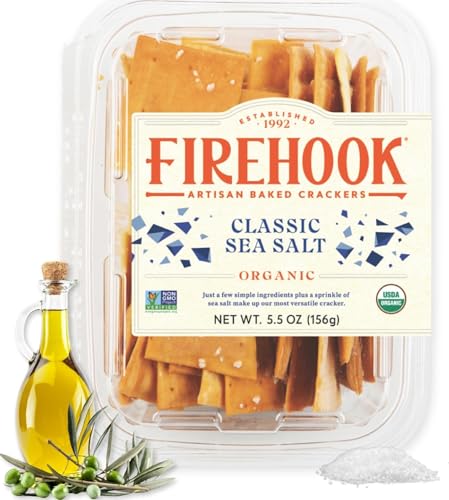 Firehook Sea Salt Crackers, Mediterranean, Artisan Baked, Non-GMO, 5.5 oz