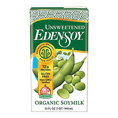Edensoy Unsweetened Eden Organic Soymilk, Non-GMO, USA Whole Soy (Soya) Milk, Non-Dairy, Vegan, Plain, Shelf Stable, 32 oz