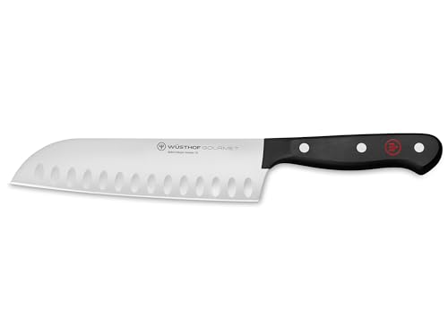 WÜSTHOF Gourmet 7" Hollow Edge Santoku Knife,Black