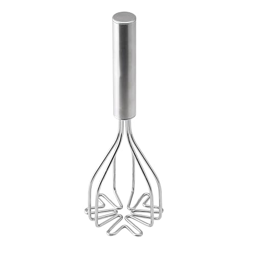 HIC Kitchen 2-In-1 Mix N’Masher Potato Masher, 18/8 Stainless Steel, For Potatoes, Vegetables, Fruits, Guacamole, Baby Food, And Eggs