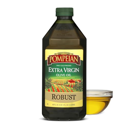 Pompeian Robust Extra Virgin Olive Oil - 68 Fl Oz - First Cold Pressed Olive Oil for Cooking - Full-Bodied Taste for Dressings and Marinades