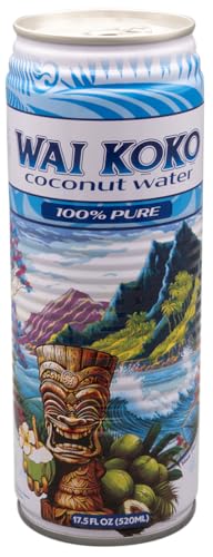 Wai Koko 100% Pure Coconut Water, 17.5 Fl Oz Cans (Pack of 12)