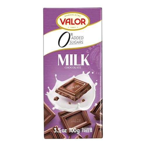 Valor. Milk Chocolate with Stevia 100 grams (3.5 ounces). Pack of 17.
