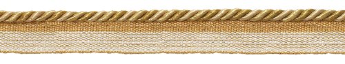DÉCOPRO 3/16" (0.5cm) Small Shiny Twisted Rope Cord with Lip | Cord Trim # 0316BL, Gold Medley #8633 (Two-Tone Gold, Beige) Sold By The Yard (36"/3 ft/0.9m)