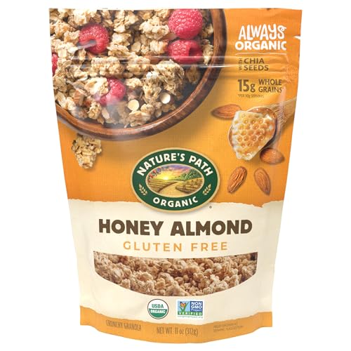Nature's Path Organic Honey Almond Granola, 11 oz (Pack of 1) | Gluten-Free Almond Crunch: 15g whole grain granola with roasted almonds, clover honey and chia seeds