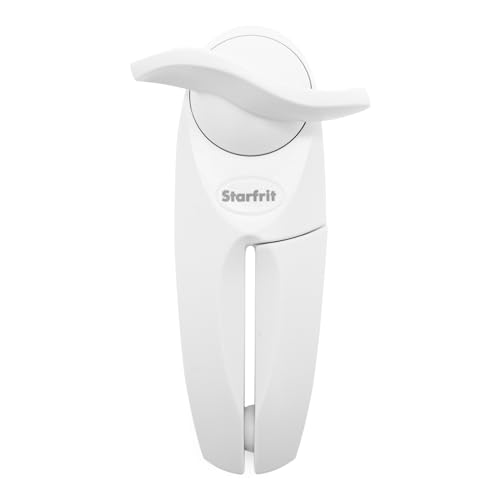 Starfrit Little Beaver Can Opener, Safe, Holds Lid and Leaves No Sharp Edges on Lid, Comfort Grip, 3-Year Warranty, White
