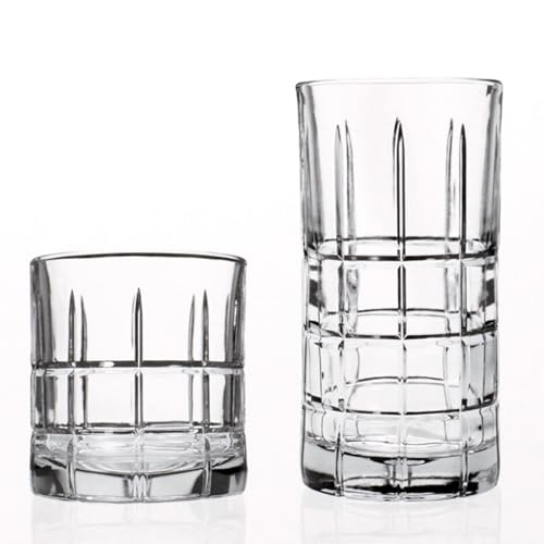 Anchor Hocking Manchester Drinking Glasses Set 16 Piece Set (8 Rocks Glasses & 8 Tumbler Glasses)