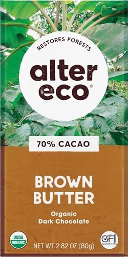 Alter Eco | Dark Chocolate Bars | Pure Dark Cocoa, Fair Trade, Organic, Non-GMO, Gluten Free (Brown Butter)