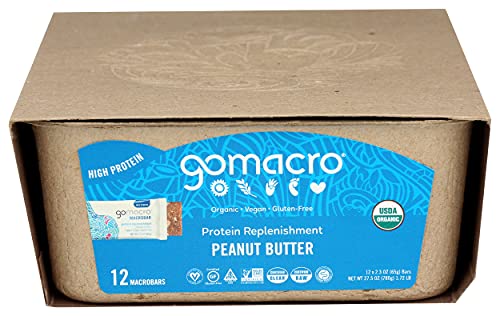 GoMacro MacroBar Organic Vegan Protein Bars - Peanut Butter (2.3 Ounce Bars, 12 Count)