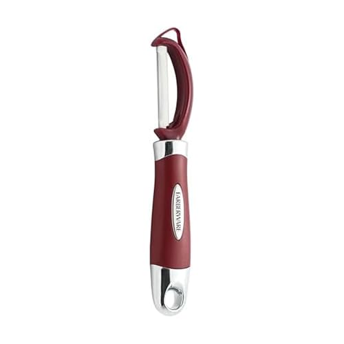 Farberware Professional Euro Vegetable Peeler with Ergonomic Handle, Razor-Sharp Swivel Blade, Red - Dishwasher Safe Potato Peeler for Kitchen, Fruits, Vegetables, and Cheese