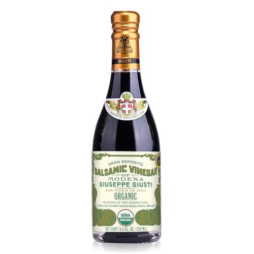 Giusti Organic Balsamic Vinegar of Modena IGP, Matured & Balanced Authentic Italian Aceto Balsamico from Italy, 1 Silver Medal – 8.45 fl oz (250 ml) - Pack of 1