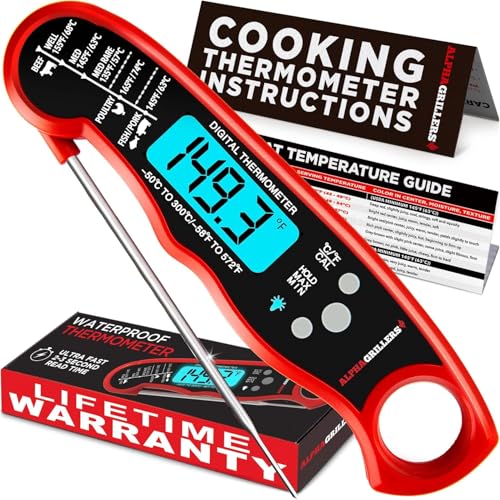 Alpha Grillers Meat Thermometer Digital – Instant Read Food Thermometer for Cooking & Grilling – Professional Kitchen Birthday Gifts for Men, Him, Dad, Husband, Boyfriend