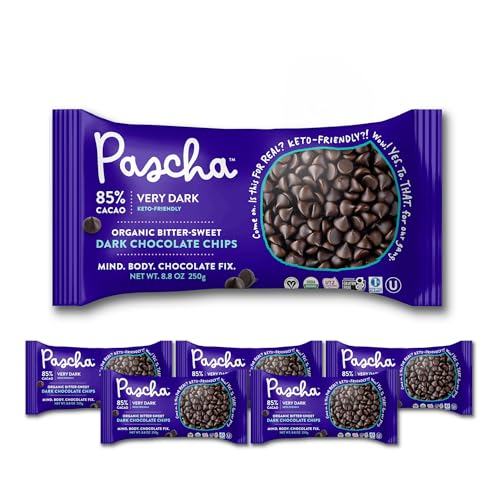Pascha Organic Allergen-Free Bittersweet Dark Chocolate Chips 85 Percent Cacao 8.8 Ounce Pack of 6 Bags (Total 52.8 Ounce)