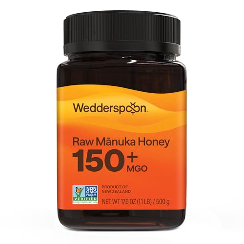 Wedderspoon Raw Manuka Honey 150+ MGO, 17.6 Oz, Unpasteurized New Zealand Honey, Non-GMO, BPA-Free Jar, Superfood & Natural Wellness Support