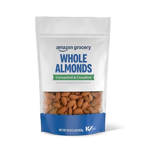 Amazon Grocery, Whole Almonds, Unroasted & Unsalted, 16 Oz (Previously Happy Belly, Packaging May Vary)