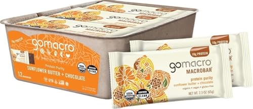 Gomacro, Bar Protein Purity Sunflower Butter Chocolate Organic, 12 Count, 2.3 Ounce