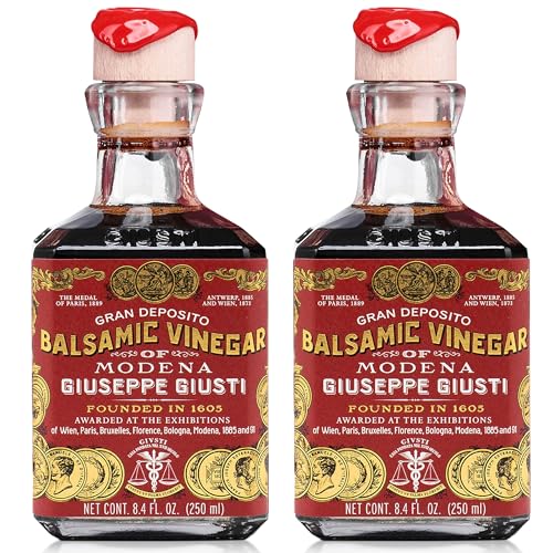 Giusti Italian Balsamic Vinegar of Modena IGP - 3 Gold Medals, Rich & Thick Gran Deposito Aceto Balsamico di Modena for Salads, Cheese & Finishing Touches, Made in Italy – 8.45 fl oz/250 ml Pack of 2