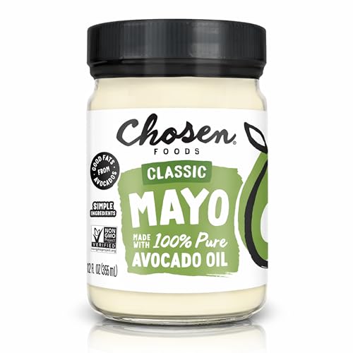 Chosen Foods Classic Mayo, 12 Fl Oz - 100% Pure Avocado Oil-Based Mayonnaise - Non-GMO, Gluten-Free, Keto Friendly - 355mL (Pack Of 1)