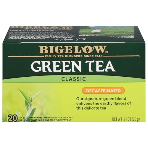 Bigelow Tea Classic Green Tea Decaffeinated, 20 Total Tea Bags (Pack of 1)