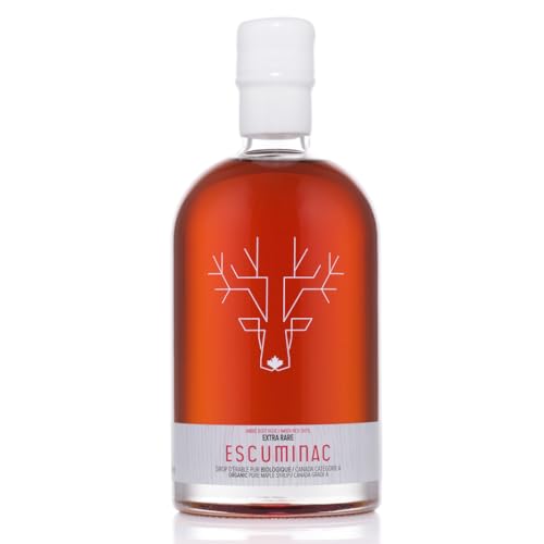 Escuminac Canadian Maple Syrup 16.9 Fl Oz | Extra Rare Amber Grade A | Smooth & Rich Taste | Organic Gourmet Gift, Souvenir, Holiday & Birthday Treat, Thanksgiving Essentials