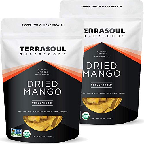 Terrasoul Superfoods Organic Dried Mango Slices, 2 Lbs (2 Pack) - Naturally Sweet & Tart | No-Added Sugar | Healthy Prebiotic
