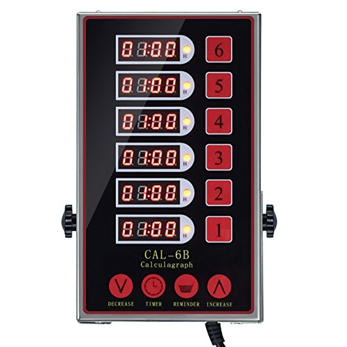 YOOYIST Precision Kitchen Timers for Cooking – 6 Channel Commercial Kitchen Timer Restaurant Kitchen Supplies – Stainless Steel Digital LED Chef Cooking Timer – Reminder Function, Loud Alarm, Black