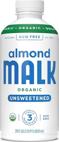 Malk, Unsweet Almond Milk, 28 Fl Oz