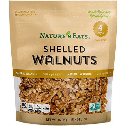 Nature’s Eats Shelled Walnuts 16 oz - 100% Natural Raw Walnut Halves & Pieces - Unsalted Healthy Snack - Fresh, Crunchy, Kosher Certified, Non-GMO, Keto-Friendly Baking & Cooking Nuts