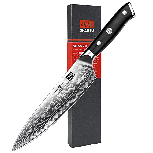 SHAN ZU Chef Knife 8 Inch Japanese Steel Damascus Kitchen Knife