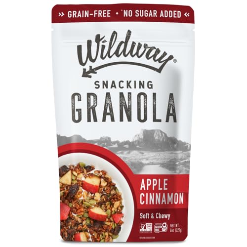 Wildway Keto Granola with Organic Ingredients | Apple Cinnamon | Grain-Free, Gluten-Free Cereal | Vegan, Low Carb & No Sugar Added | Paleo-Friendly, Non-GMO | Nutrient-Rich Fruit & Nut Snack | 8oz