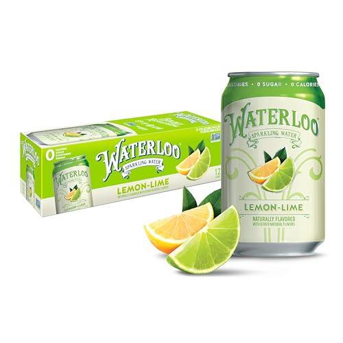 Waterloo Sparkling Water, Lemon-Lime, 12 Fl Oz Cans (Pack of 12)