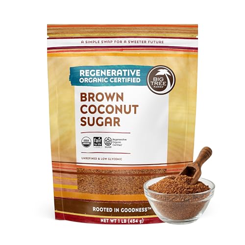 Big Tree Farms Organic Brown Coconut Sugar - Coconut Palm Sugar, Unrefined, Fine Crystals, Cane Sugar Replacement, Coconut Blossom Nectar, Vegan, Perfect for Baking - 16 Oz (Pack of 1)