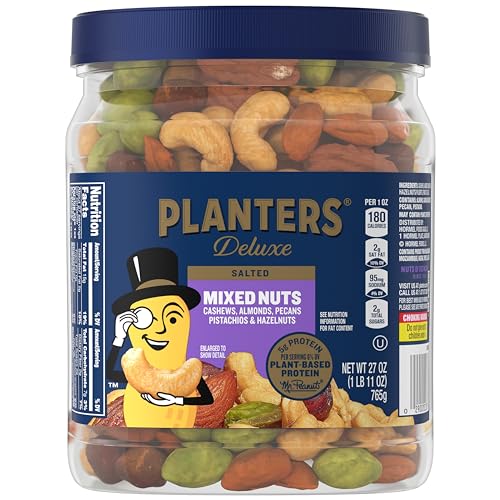 PLANTERS Deluxe Sea Salt Mixed Nuts, Plant Based Protein, 27 Oz (1 Ct)