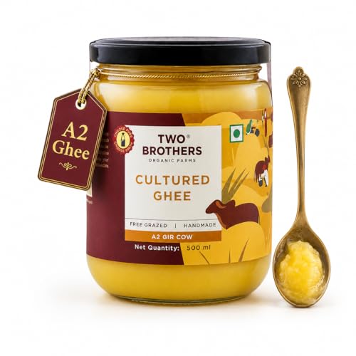 A2 Ghee Butter Grass Fed from Gir Cow | Gut Friendly | Healthy Butter Alternative | Non-GMO, Lactose-Free, Keto Friendly – 16 Oz from Two Brothers India Farms