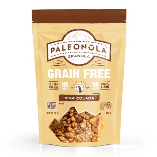 Paleonola Pina Colada Grain Free Granola, 10 Oz Resealable Bag (Pack of 1) - Grainless Paleo Granola Blended with Dried Coconut, Nuts, Seeds & Pineapples - Low Carb Gluten & Dairy Free, Non-GMO Snack
