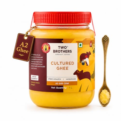 A2 Ghee Butter Organic Grass Fed from Gir Cow | Gut Friendly | Healthy Butter Alternative | Non-GMO, Lactose-Free, Keto Friendly – 2lb from Two Brothers Organic Farms
