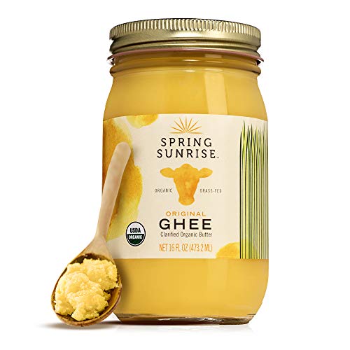 Spring Sunrise Organic Grass-Fed Ghee 16 oz, USDA Certified Clarified Butter, Keto & Paleo Friendly Cooking Oil, Non-GMO, Gluten & Casein Free, Sustainably Sourced