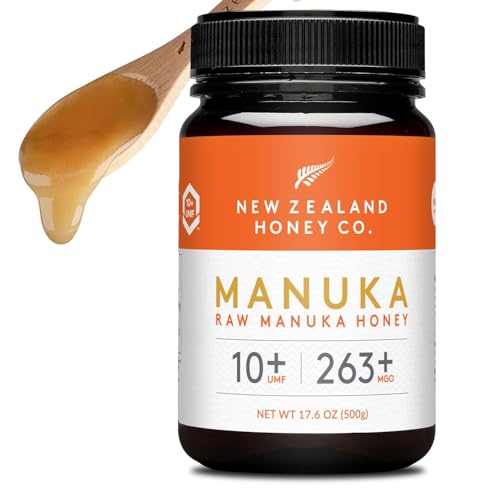 New Zealand Honey Co. Raw Manuka Honey UMF 10+ | MGO 263+, 17.6oz / 500g Family Size | Organic Manuka Honey for Daily Wellness, Skin Care & Dogs